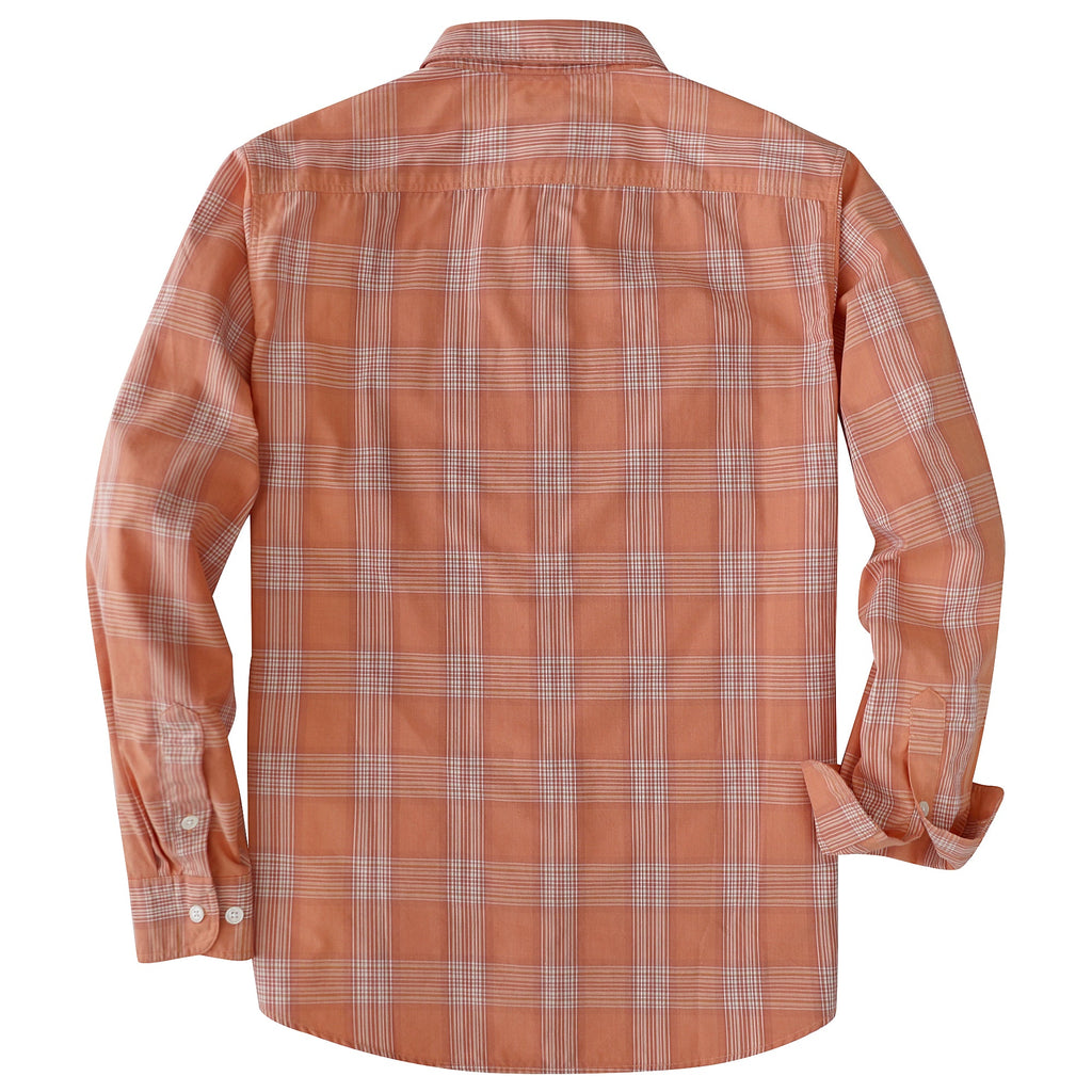 Dubinik® Mens Long Sleeve Button Down Shirts Casual Plaid Shirt with Practical Double Pockets Comfortable and Soft#0050021