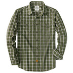 Dubinik® Mens Long Sleeve Button Down Green Shirts Casual Plaid Shirt with Practical Double Pockets Comfortable and Soft#0050026