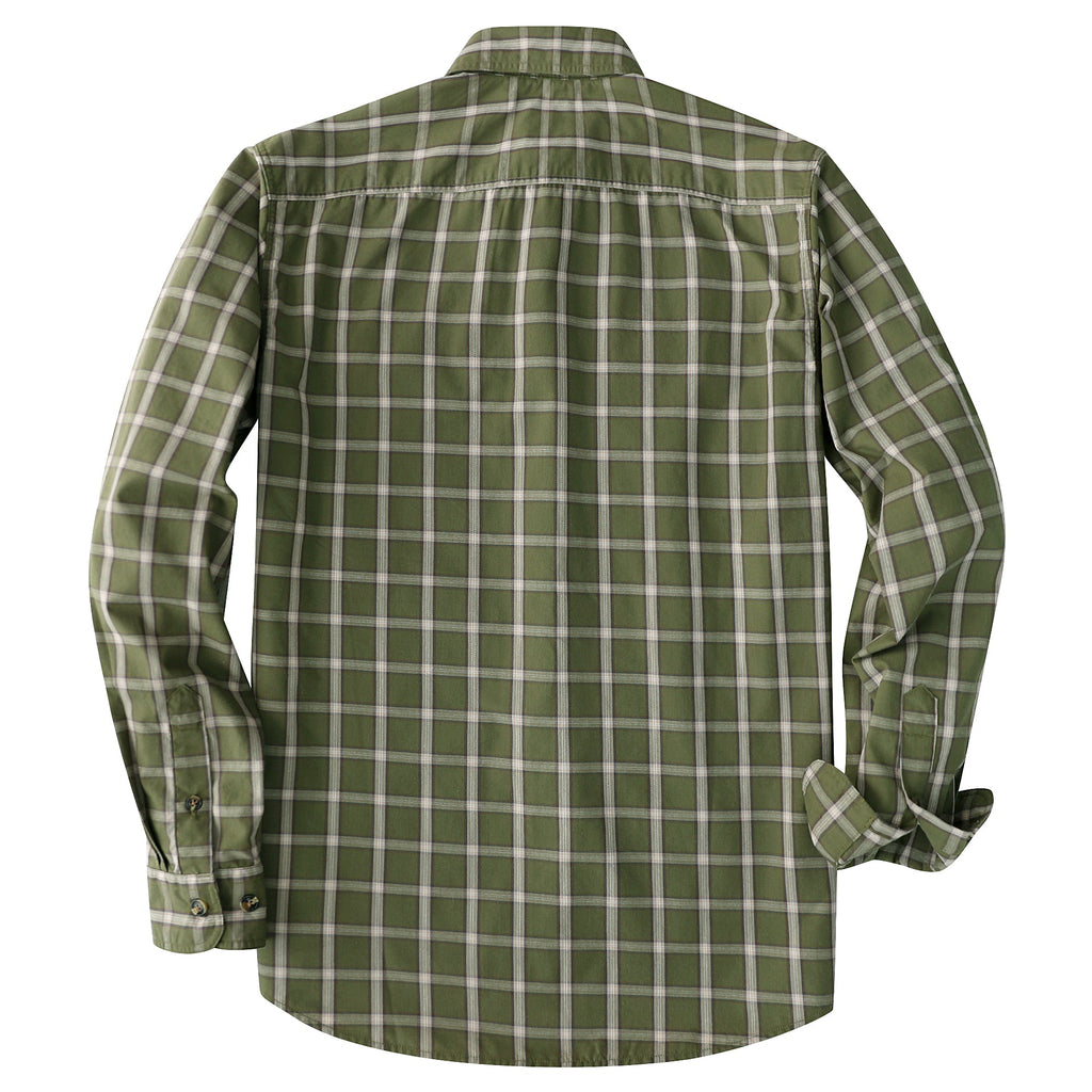 Dubinik® Mens Long Sleeve Button Down Green Shirts Casual Plaid Shirt with Practical Double Pockets Comfortable and Soft#0050026