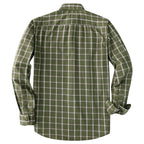 Dubinik® Mens Long Sleeve Button Down Green Shirts Casual Plaid Shirt with Practical Double Pockets Comfortable and Soft#0050026
