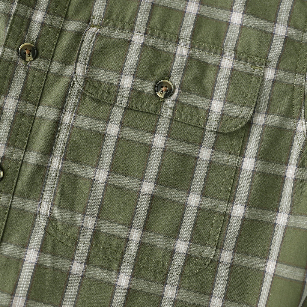 Dubinik® Mens Long Sleeve Button Down Green Shirts Casual Plaid Shirt with Practical Double Pockets Comfortable and Soft#0050026