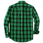 Dubinik® Mens Long Sleeve Button Down Green Shirts Casual Plaid Shirt with Practical Double Pockets Comfortable and Soft#0050001