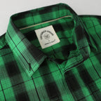 Dubinik® Mens Long Sleeve Button Down Green Shirts Casual Plaid Shirt with Practical Double Pockets Comfortable and Soft#0050001