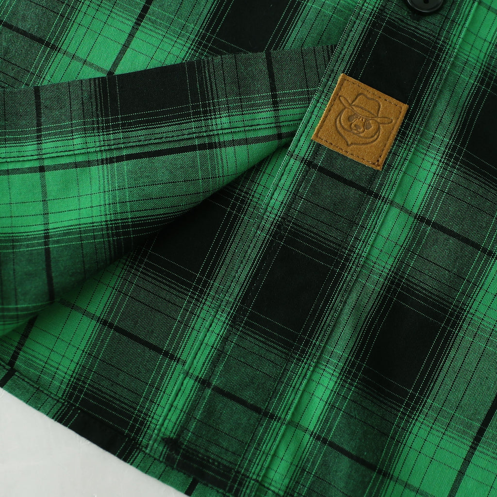 Dubinik® Mens Long Sleeve Button Down Green Shirts Casual Plaid Shirt with Practical Double Pockets Comfortable and Soft#0050001