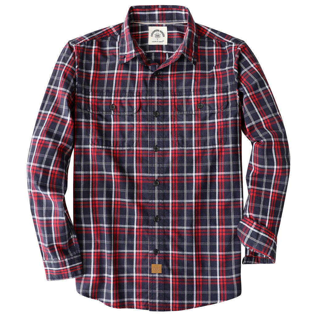 Dubinik® Mens Long Sleeve Button Down Shirts Casual Plaid Shirt with Practical Double Pockets Comfortable and Soft#0050007
