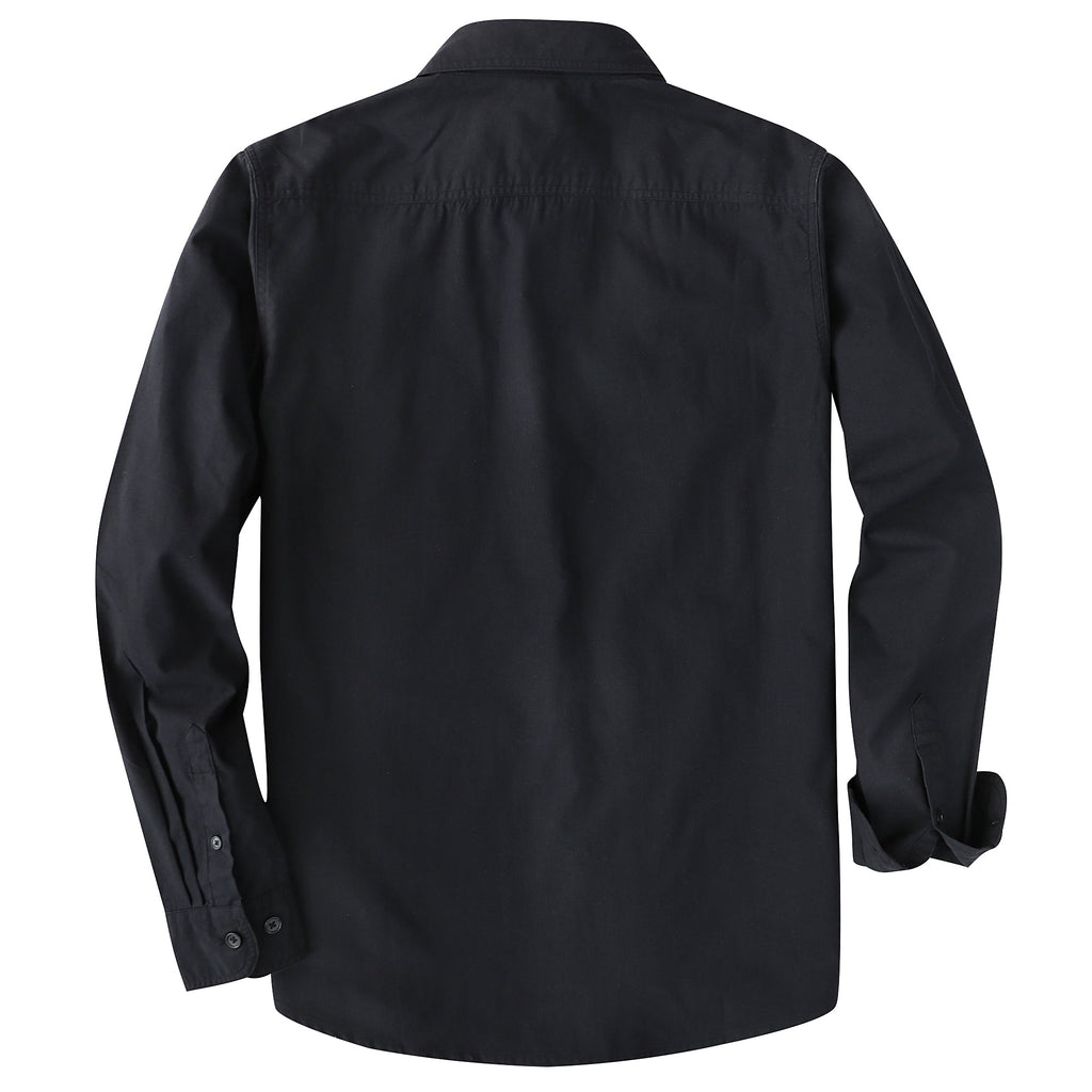 Dubinik® Mens Long Sleeve Button Down Solid Black Shirts Casual Plaid Shirt with Practical Double Pockets Comfortable and Soft#0050028