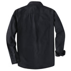 Dubinik® Mens Long Sleeve Button Down Solid Black Shirts Casual Plaid Shirt with Practical Double Pockets Comfortable and Soft#0050028