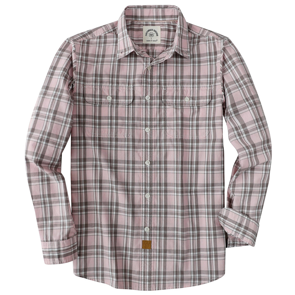 Dubinik® Mens Long Sleeve Button Down Shirts Casual Plaid Shirt with Practical Double Pockets Comfortable and Soft#0050018