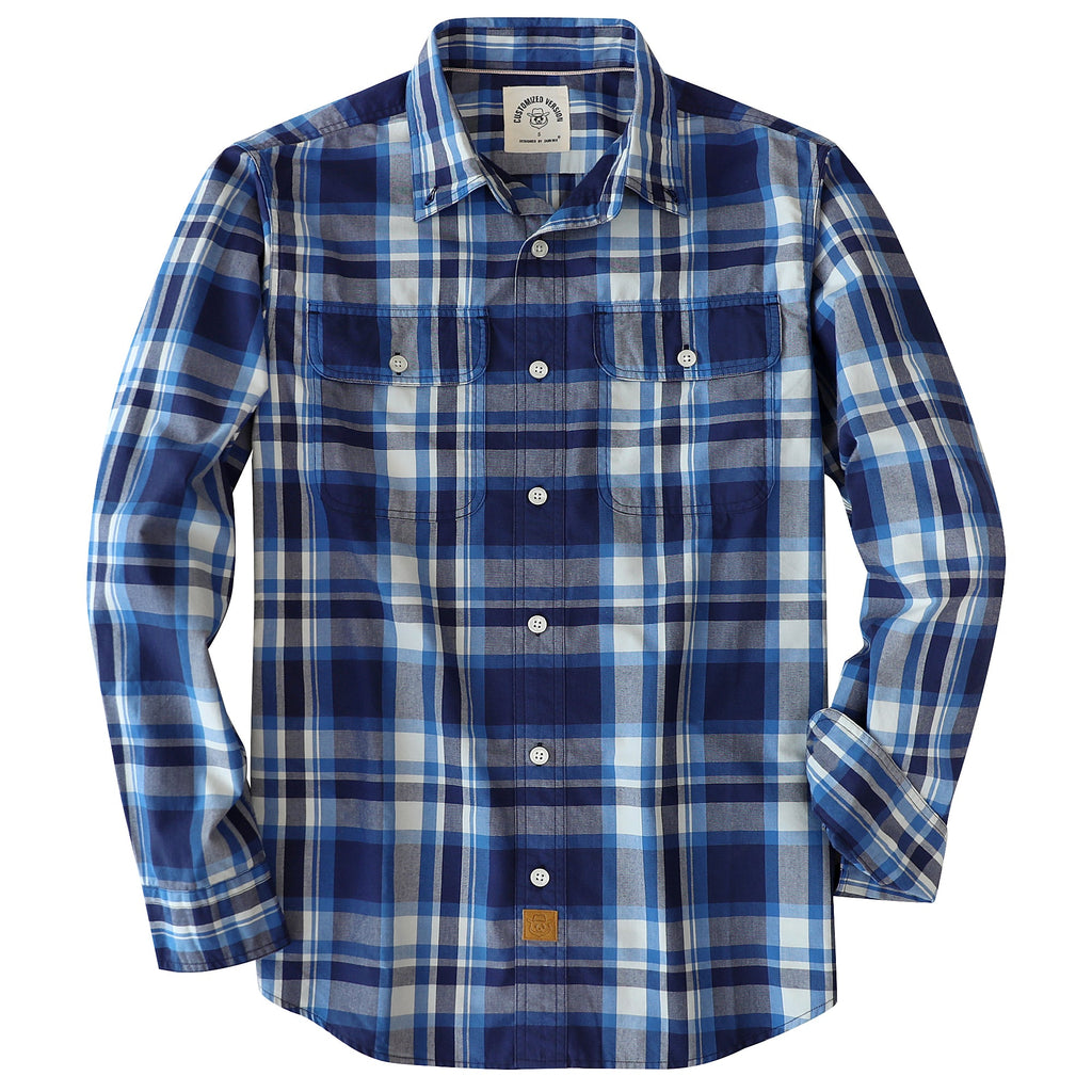 Dubinik® Mens Long Sleeve Button Down Shirts Casual Plaid Shirt with Practical Double Pockets Comfortable and Soft#0050003