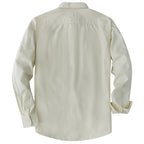 Dubinik® Mens Long Sleeve Button Down Solid Beige Shirts Casual Plaid Shirt with Practical Double Pockets Comfortable and Soft#0050032