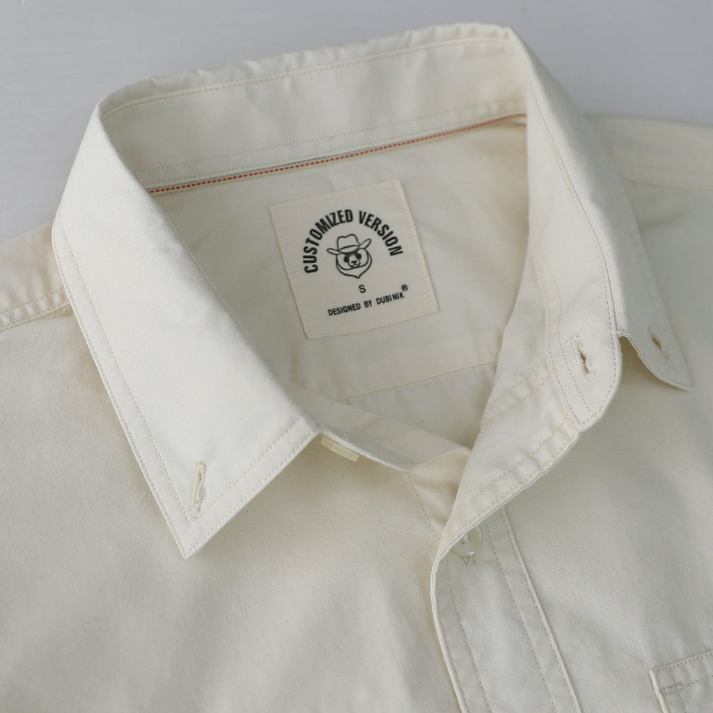 Dubinik® Mens Long Sleeve Button Down Solid Beige Shirts Casual Plaid Shirt with Practical Double Pockets Comfortable and Soft#0050032