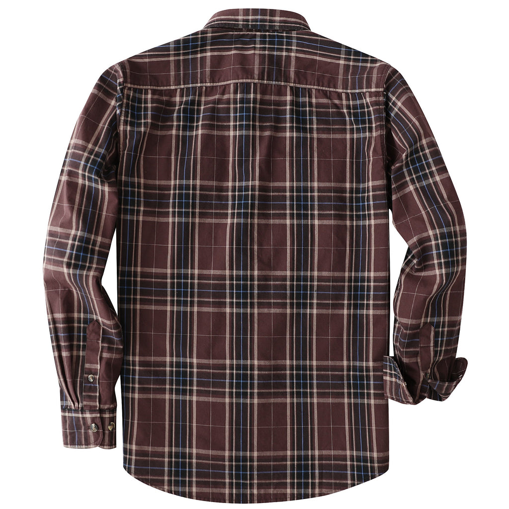 Dubinik® Mens Long Sleeve Button Down Shirts Casual Plaid Shirt with Practical Double Pockets Comfortable and Soft#0050012