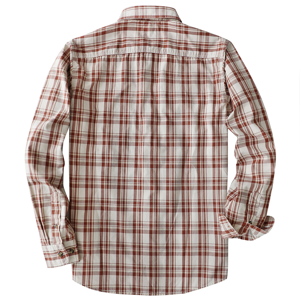 Dubinik® Mens Long Sleeve Button Down Shirts Casual Plaid Shirt with Practical Double Pockets Comfortable and Soft#0050013