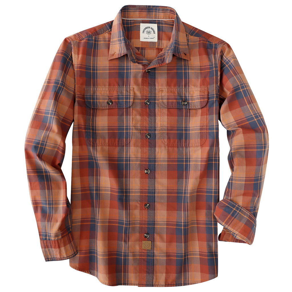 Dubinik® Mens Long Sleeve Button Down Shirts Casual Plaid Shirt with Practical Double Pockets Comfortable and Soft#0050025