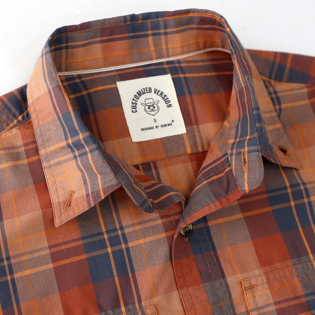 Dubinik® Mens Long Sleeve Button Down Shirts Casual Plaid Shirt with Practical Double Pockets Comfortable and Soft#0050025