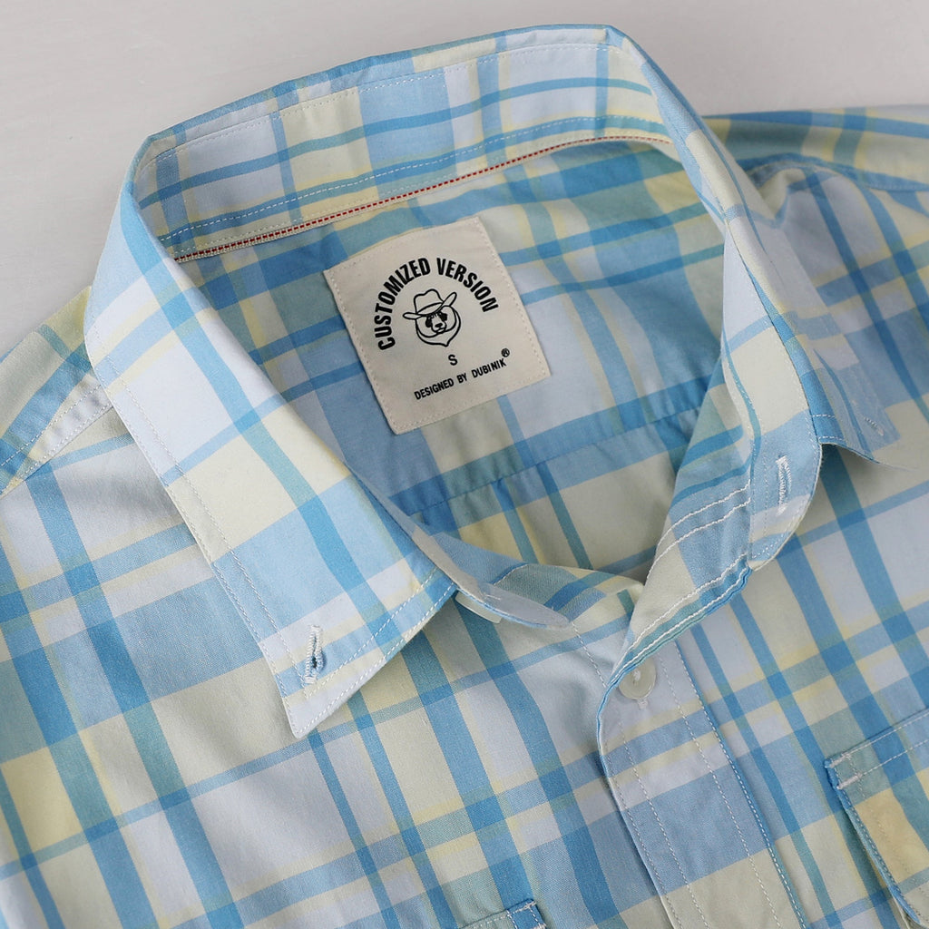 Dubinik® Mens Long Sleeve Button Down Shirts Casual Plaid Shirt with Practical Double Pockets Comfortable and Soft#0050022