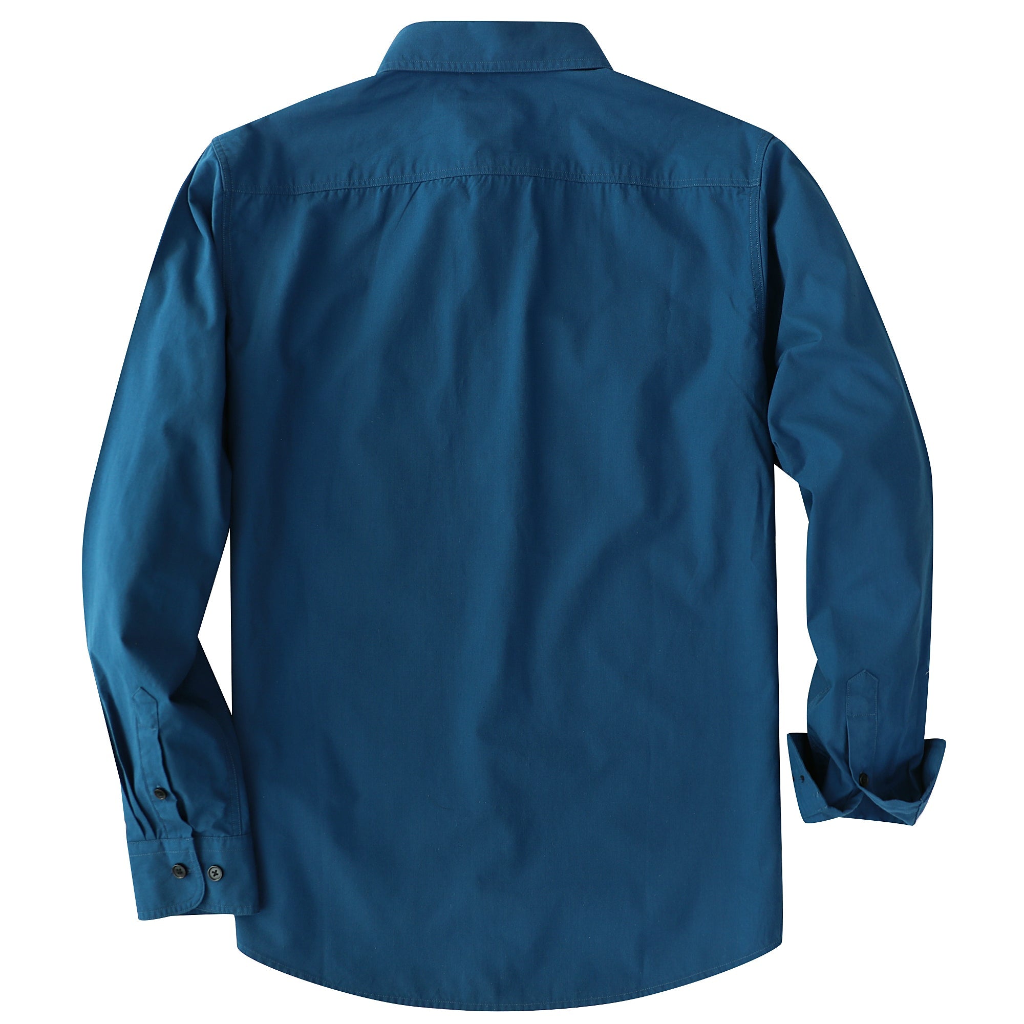 Dubinik® Mens Long Sleeve Button Down Solid Navy Blue Shirts Casual Plaid Shirt with Practical Double Pockets Comfortable and Soft#0050029