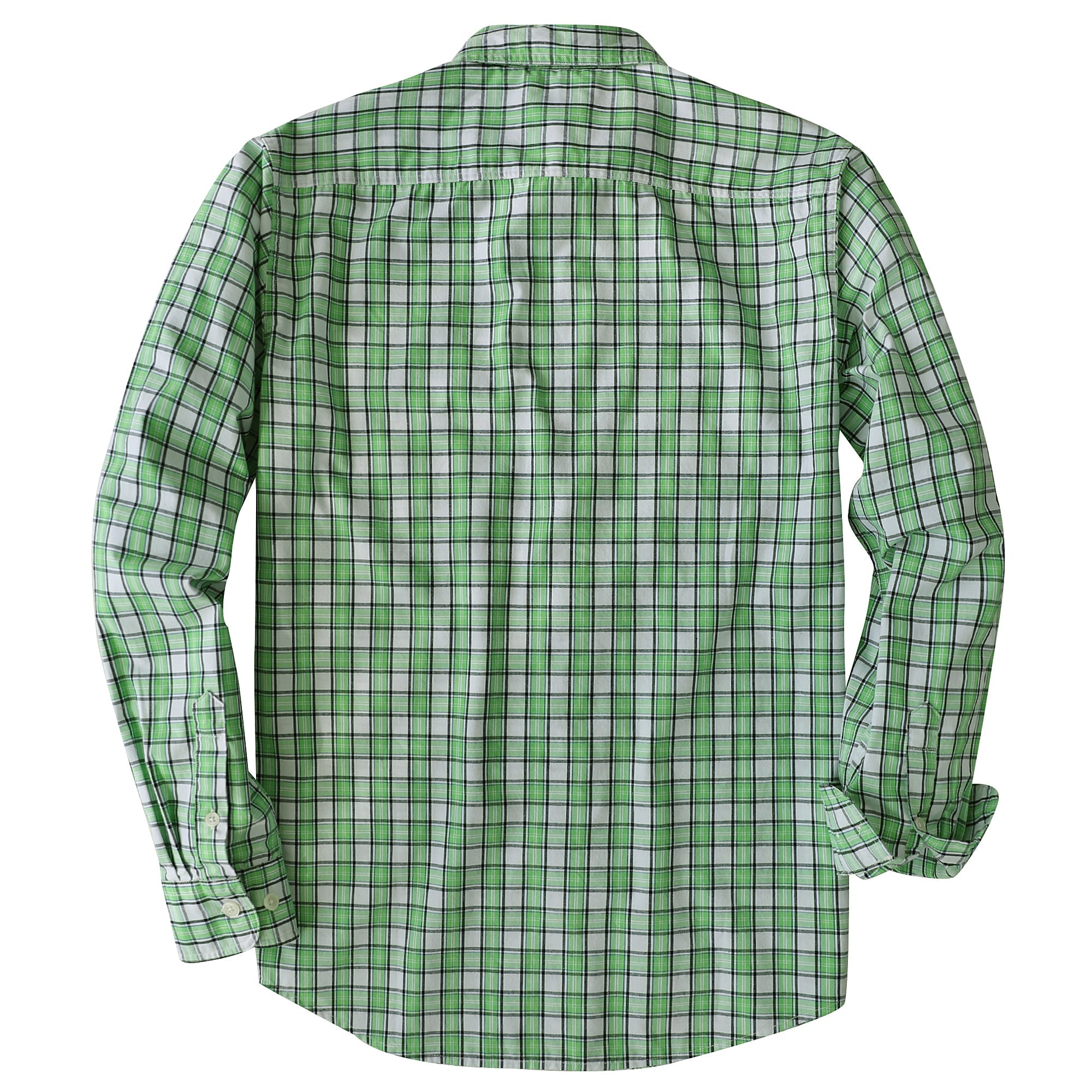 Dubinik® Mens Long Sleeve Button Down Green Shirts Casual Plaid Shirt with Practical Double Pockets Comfortable and Soft#0050008