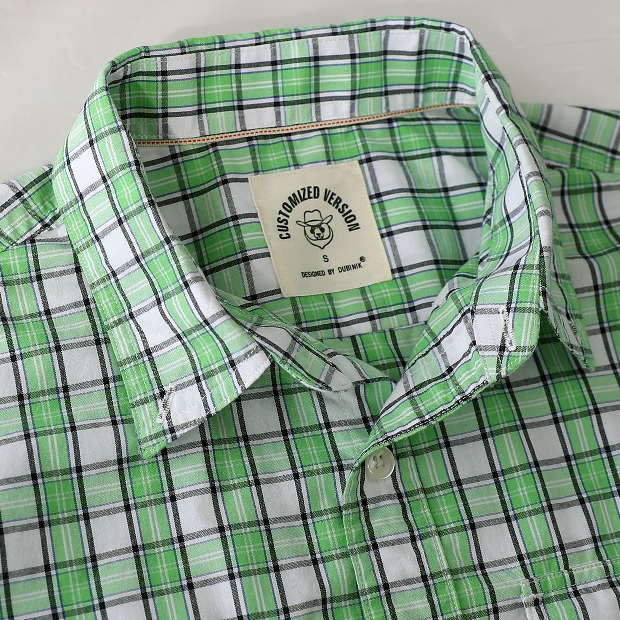 Dubinik® Mens Long Sleeve Button Down Green Shirts Casual Plaid Shirt with Practical Double Pockets Comfortable and Soft#0050008