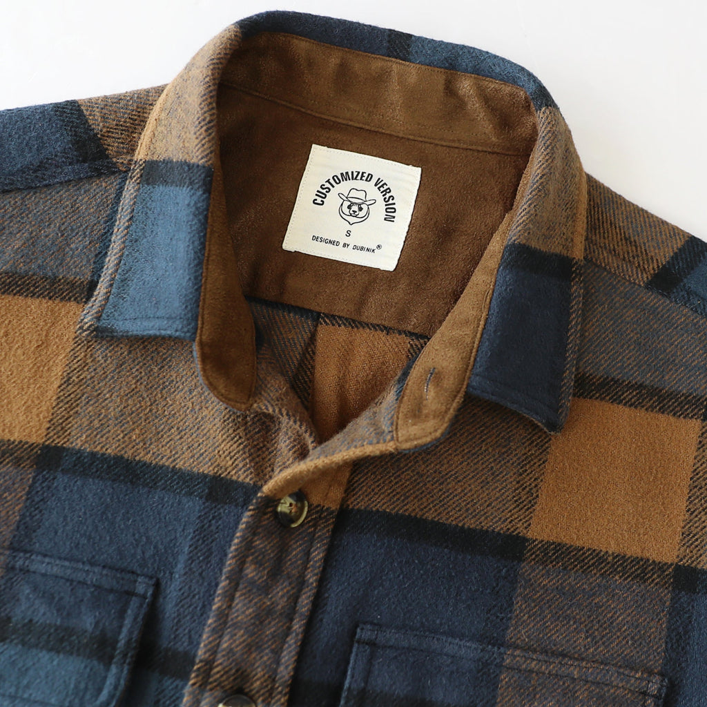 Dubinik® 13oz Ultra Heavyweight Mens Flannel Shirts Long Sleeve Casual Button Down Pocket Soft Warm Cotton Shirt#84003