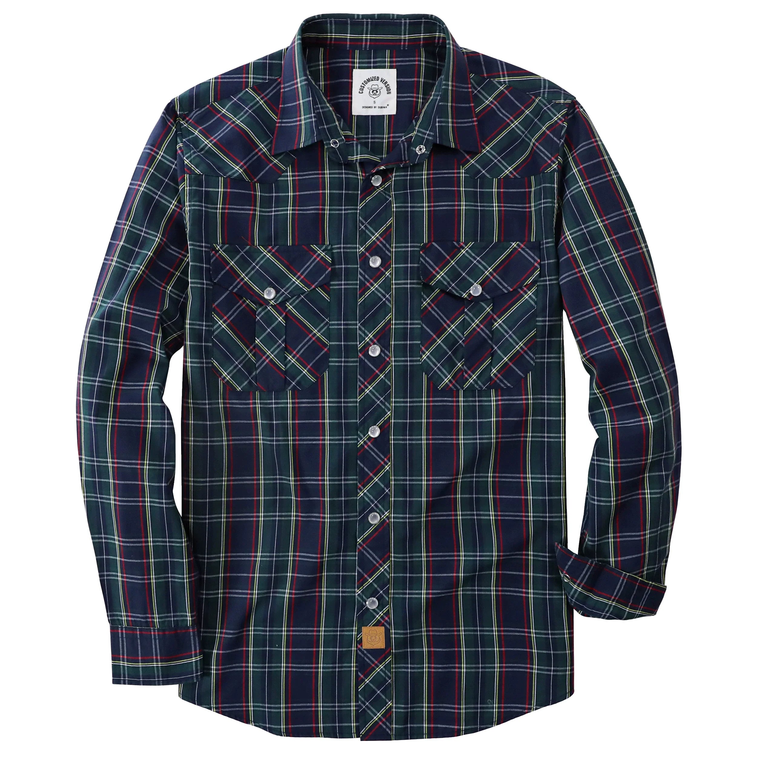 Dubinik® Pearl Snap Shirts for Men Long Sleeve Western Shirts for Men Vintage Casual Plaid Shirt Cowboy Shirts for Men#42032