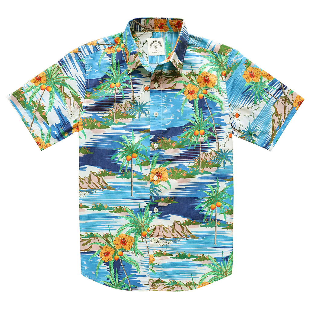 Hawaiian Shirt for Men Aloha Tropical Short Sleeve Button Down Print Beach Shirts #2602