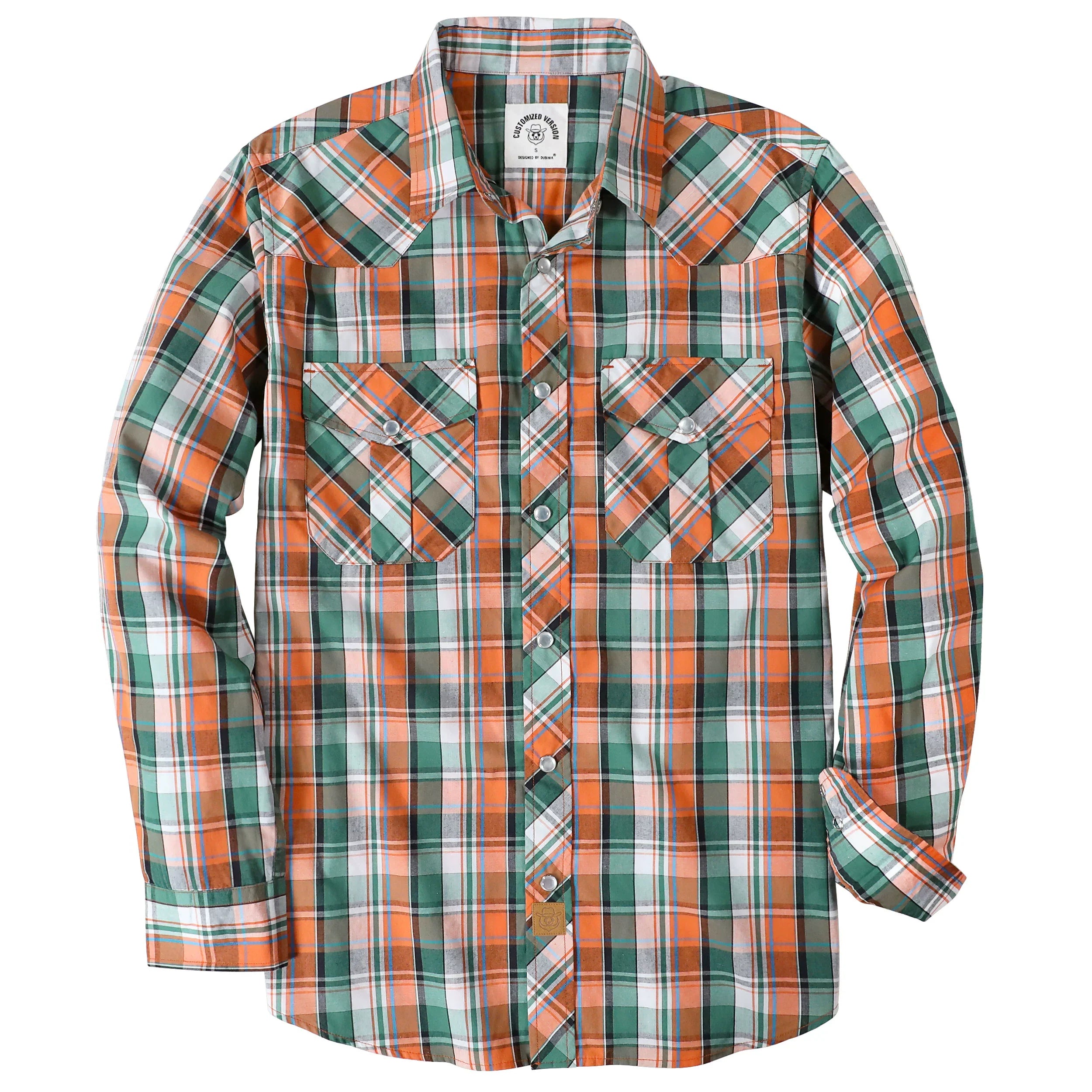 Dubinik® Pearl Snap Shirts for Men Long Sleeve Western Shirts for Men Vintage Casual Plaid Shirt Cowboy Shirts for Men#42020