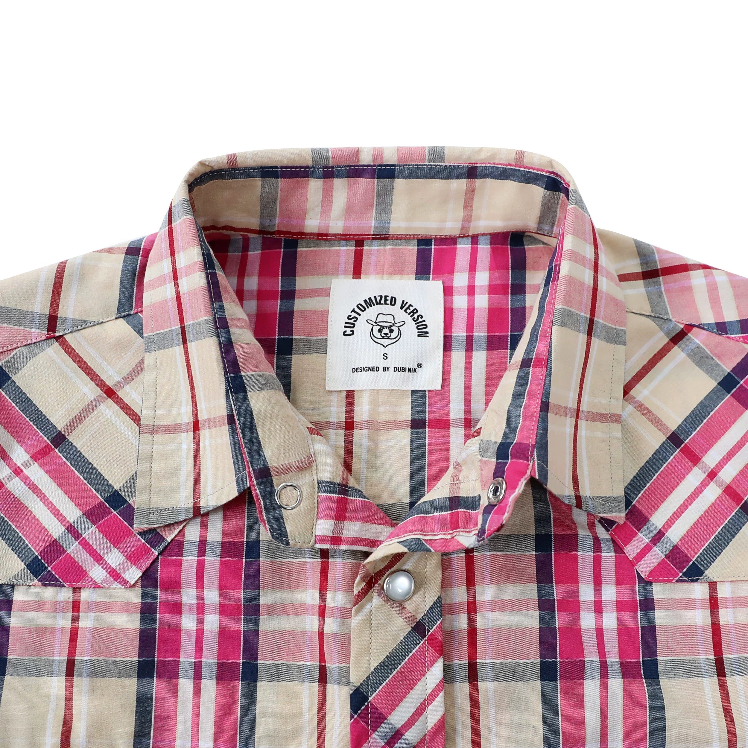 Dubinik® Western Shirts for Men Short Sleeve Plaid Pearl Snap Shirts for Men Button Up Shirt Cowboy Casual Work Shirt#41023