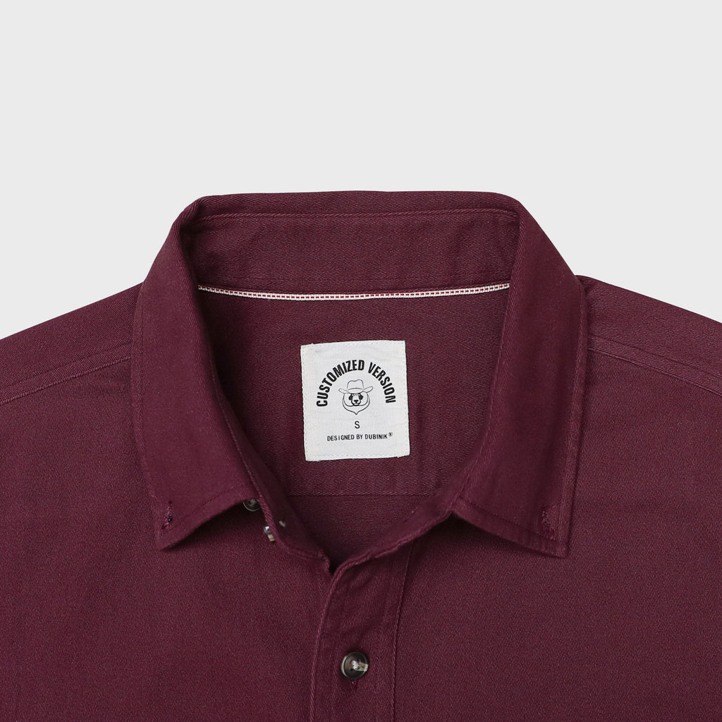 Men's outdoor casual short sleeve Burgundy Solid shirt #1510