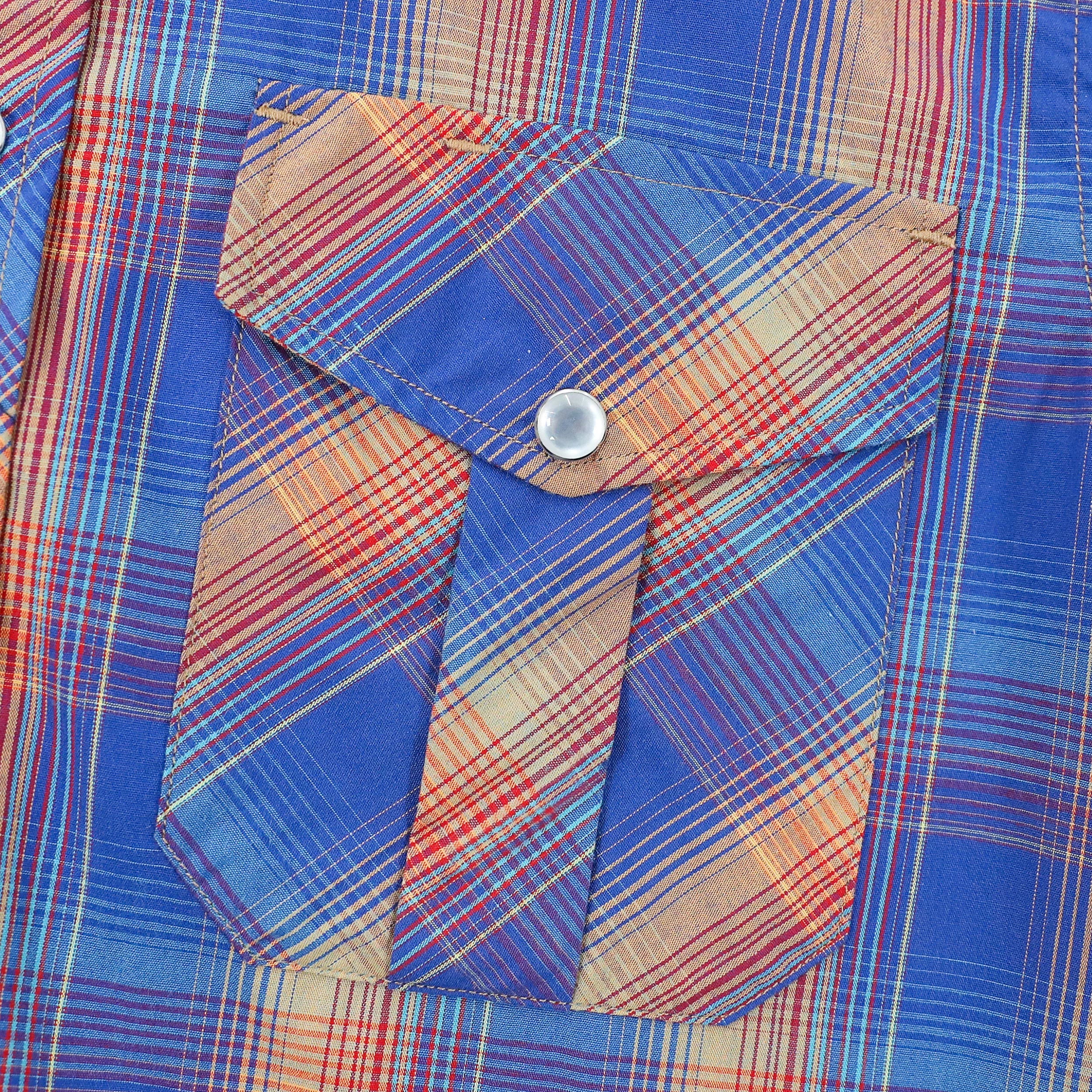 Dubinik® Western Shirts for Men Short Sleeve Plaid Pearl Snap Shirts for Men Button Up Shirt Cowboy Casual Work Shirt#41031