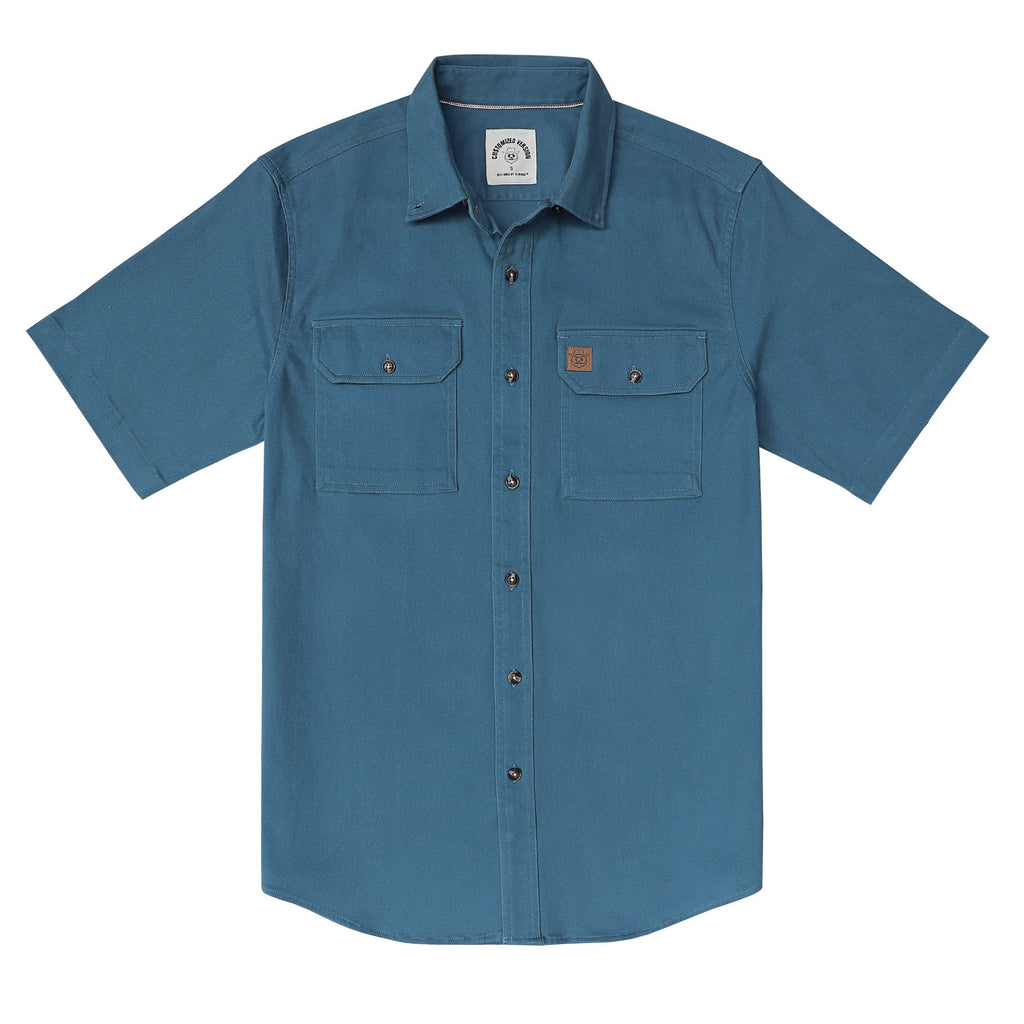 Men's outdoor casual short sleeve Navy blue Solid shirt #1513