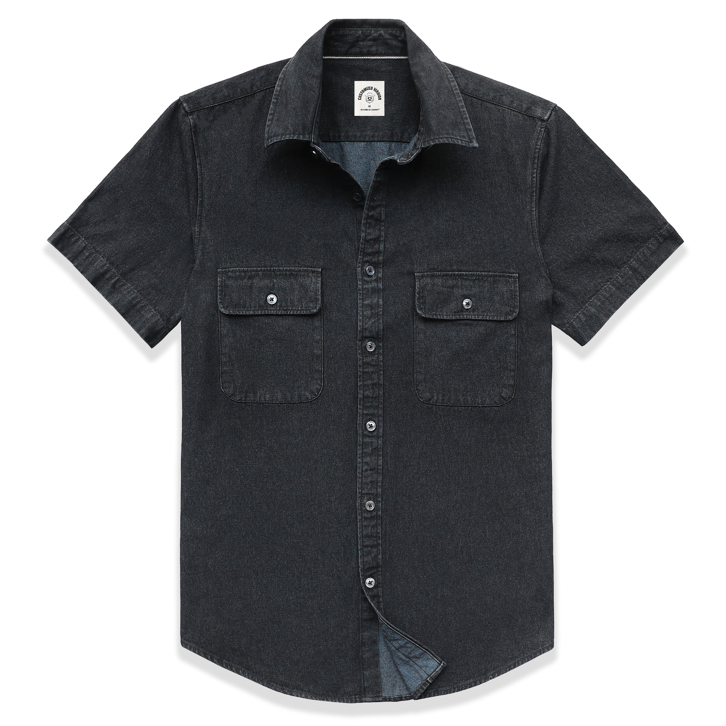 Mens Denim Shirts Button Down Short Sleeve Western Cotton Casual Work Jean Shirt #5504