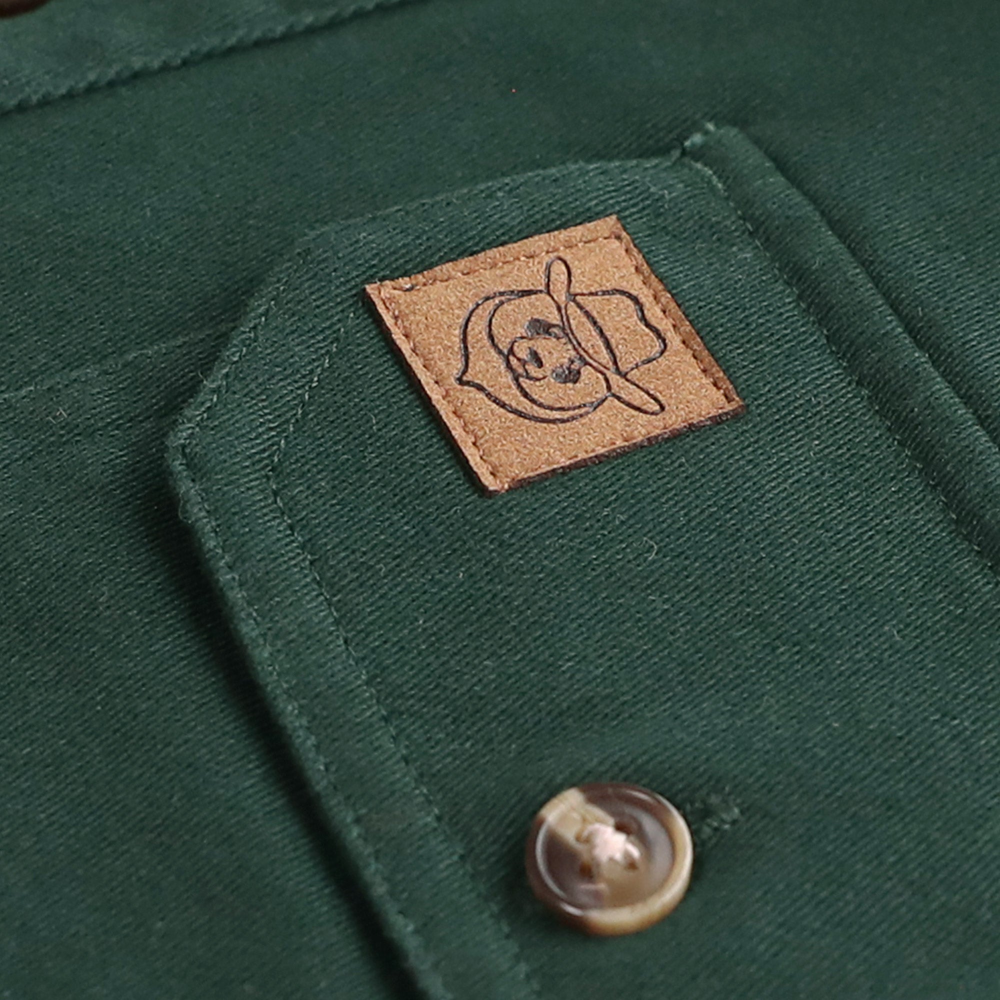 Men's outdoor casual short sleeve Dark green Solid shirt #1511