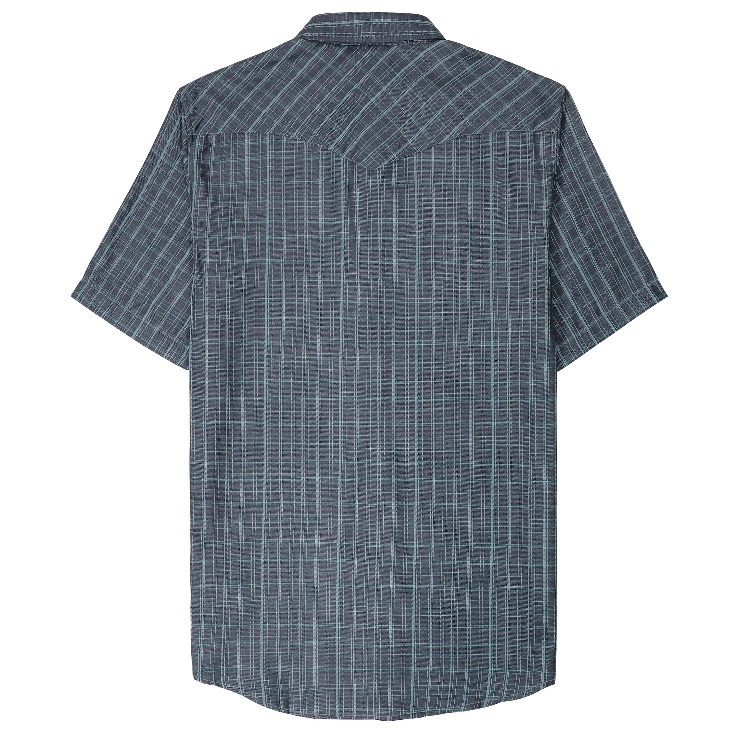 Dubinik®Bamboo Fiber Mens Shirts Short Sleeve Plaid Shirt Men Western Cowboy Pearl Snap Vintage Casual Plaid Shirt #2915