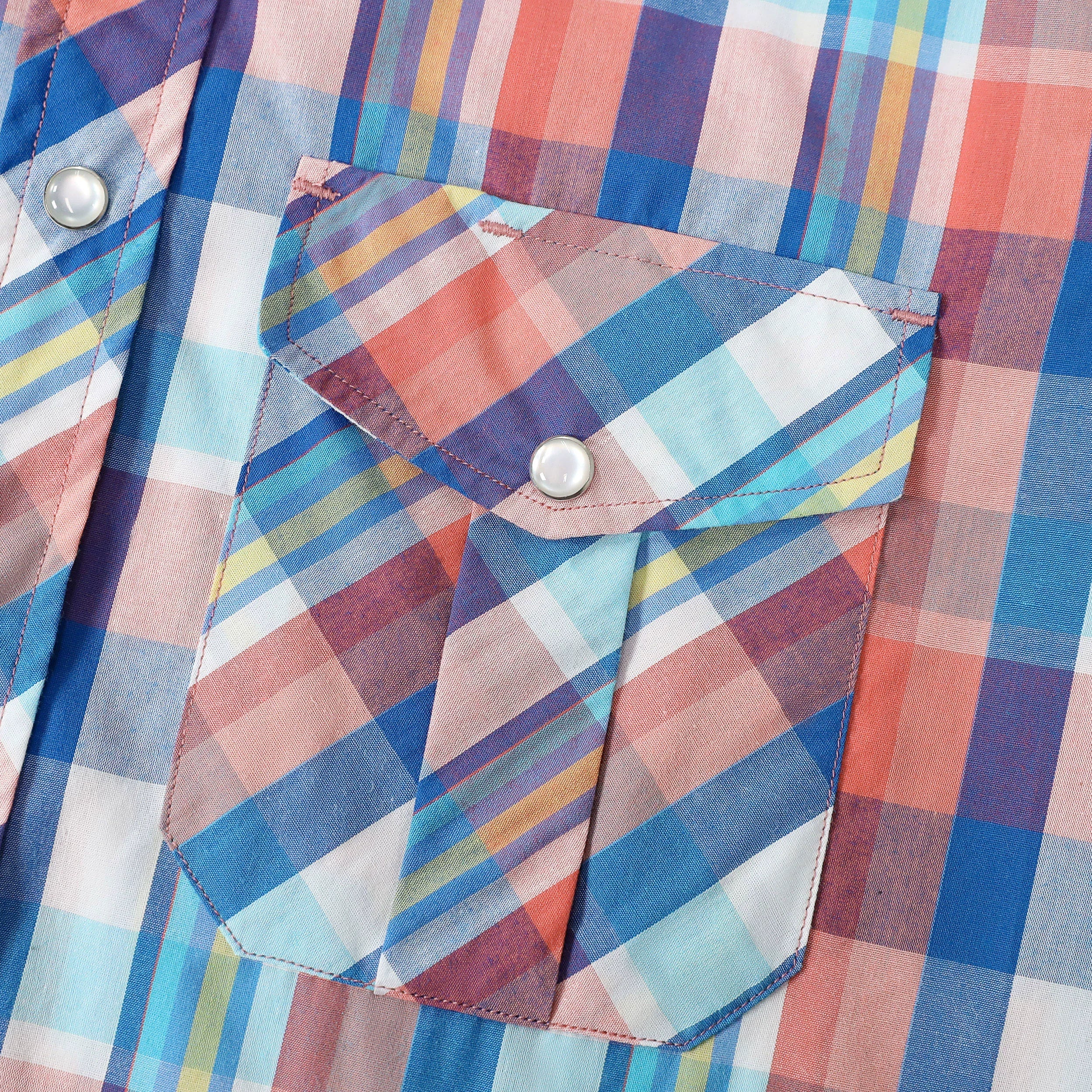 Dubinik® Western Shirts for Men Short Sleeve Plaid Pearl Snap Shirts for Men Button Up Shirt Cowboy Casual Work Shirt#41021