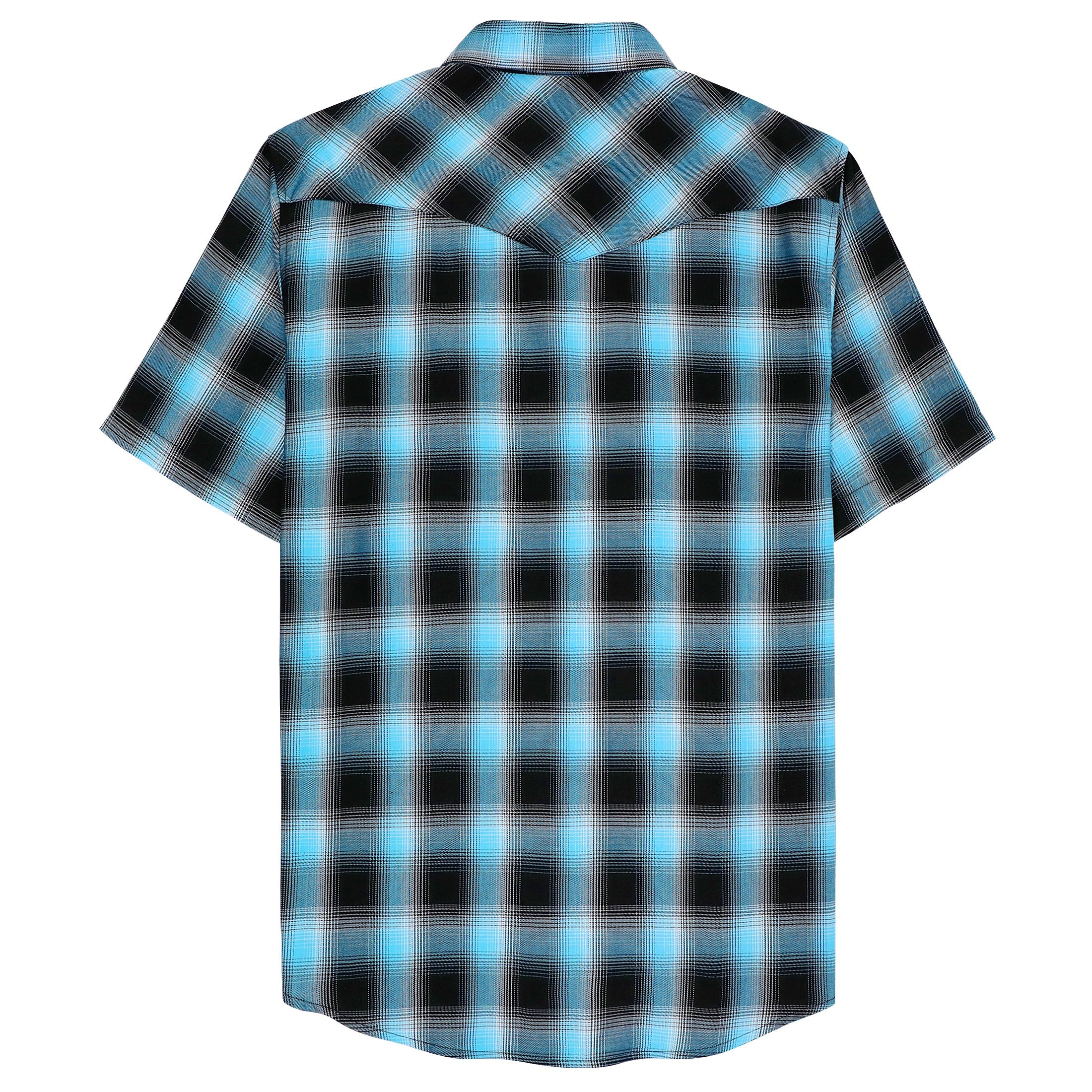 Dubinik®Bamboo Fiber Mens Shirts Short Sleeve Plaid Shirt Men Western Cowboy Pearl Snap Vintage Casual Plaid Shirt #2903