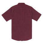 Men's outdoor casual short sleeve Burgundy Solid shirt #1510