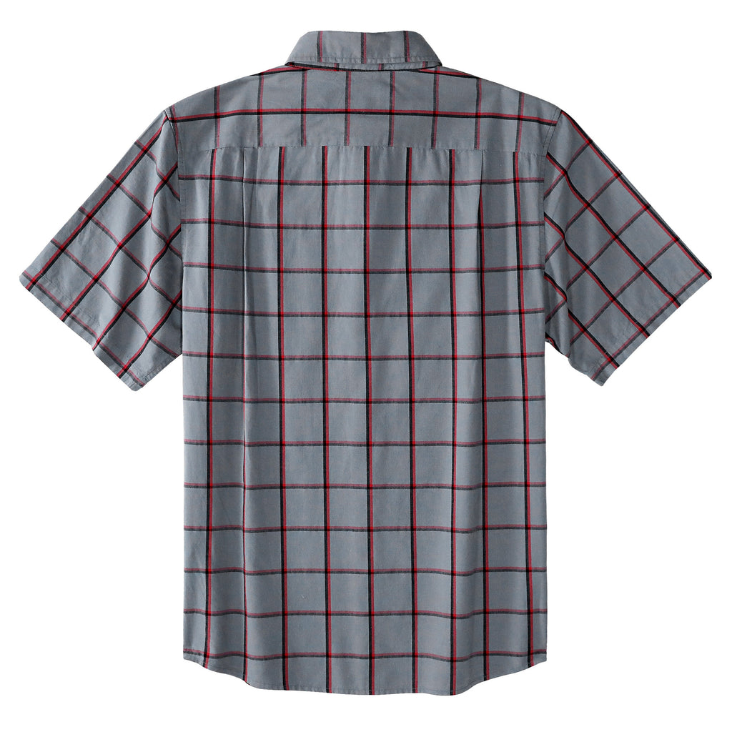 Dubinik® Short Sleeve Button Down Shirts 100% Cotton Plaid Casual Shirt with Pocket #0112