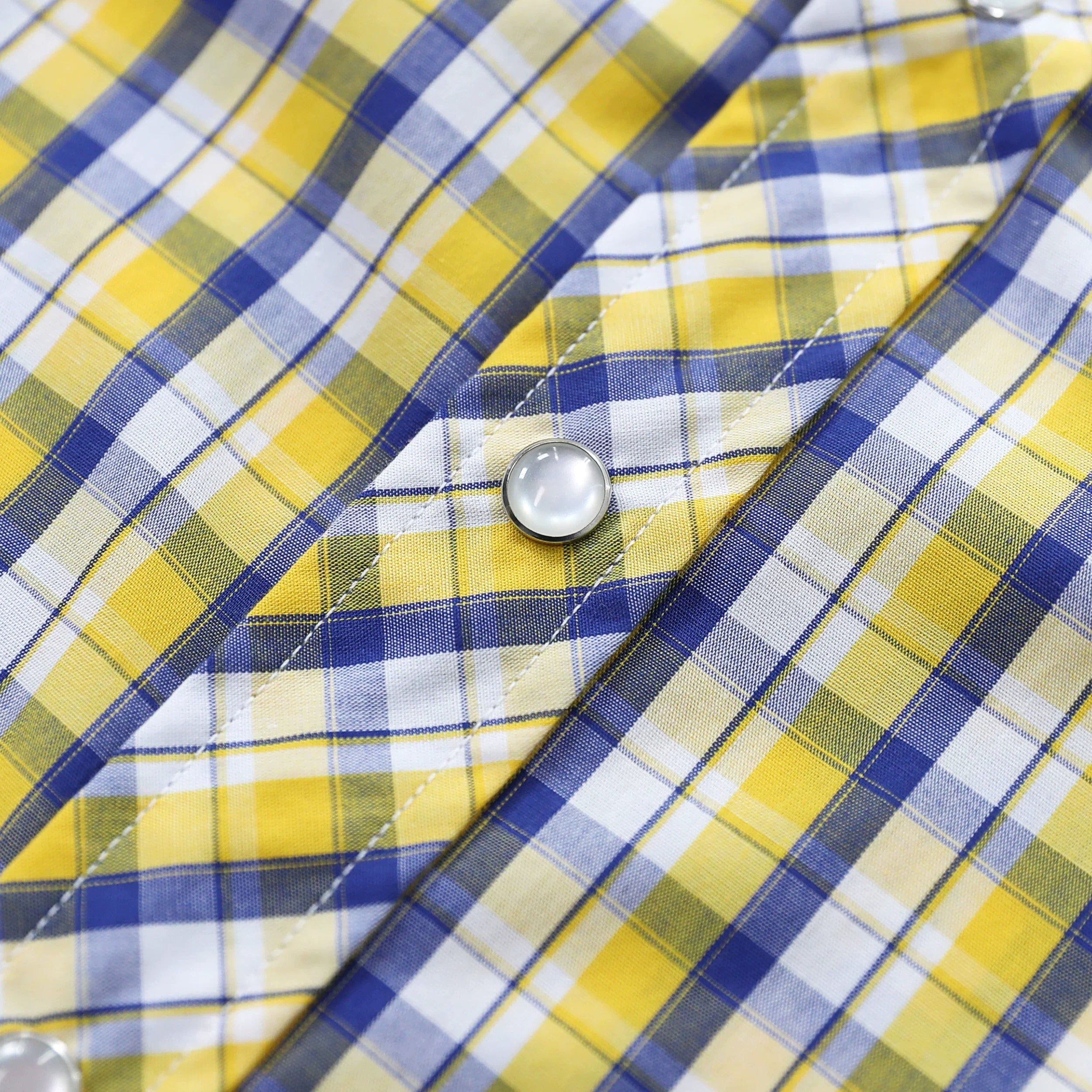 Dubinik® Western Shirts for Men Short Sleeve Plaid Pearl Snap Shirts for Men Button Up Shirt Cowboy Casual Work Shirt#41012