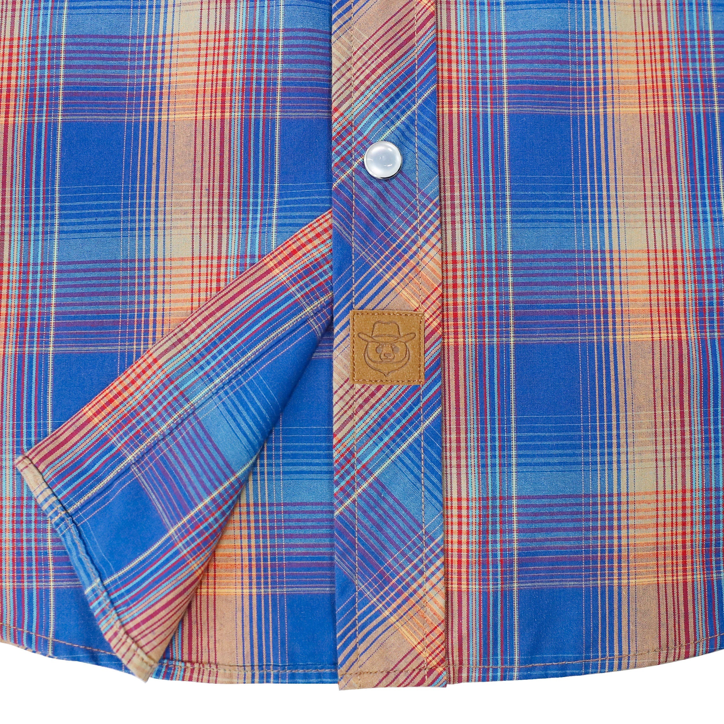 Dubinik® Western Shirts for Men Short Sleeve Plaid Pearl Snap Shirts for Men Button Up Shirt Cowboy Casual Work Shirt#41031