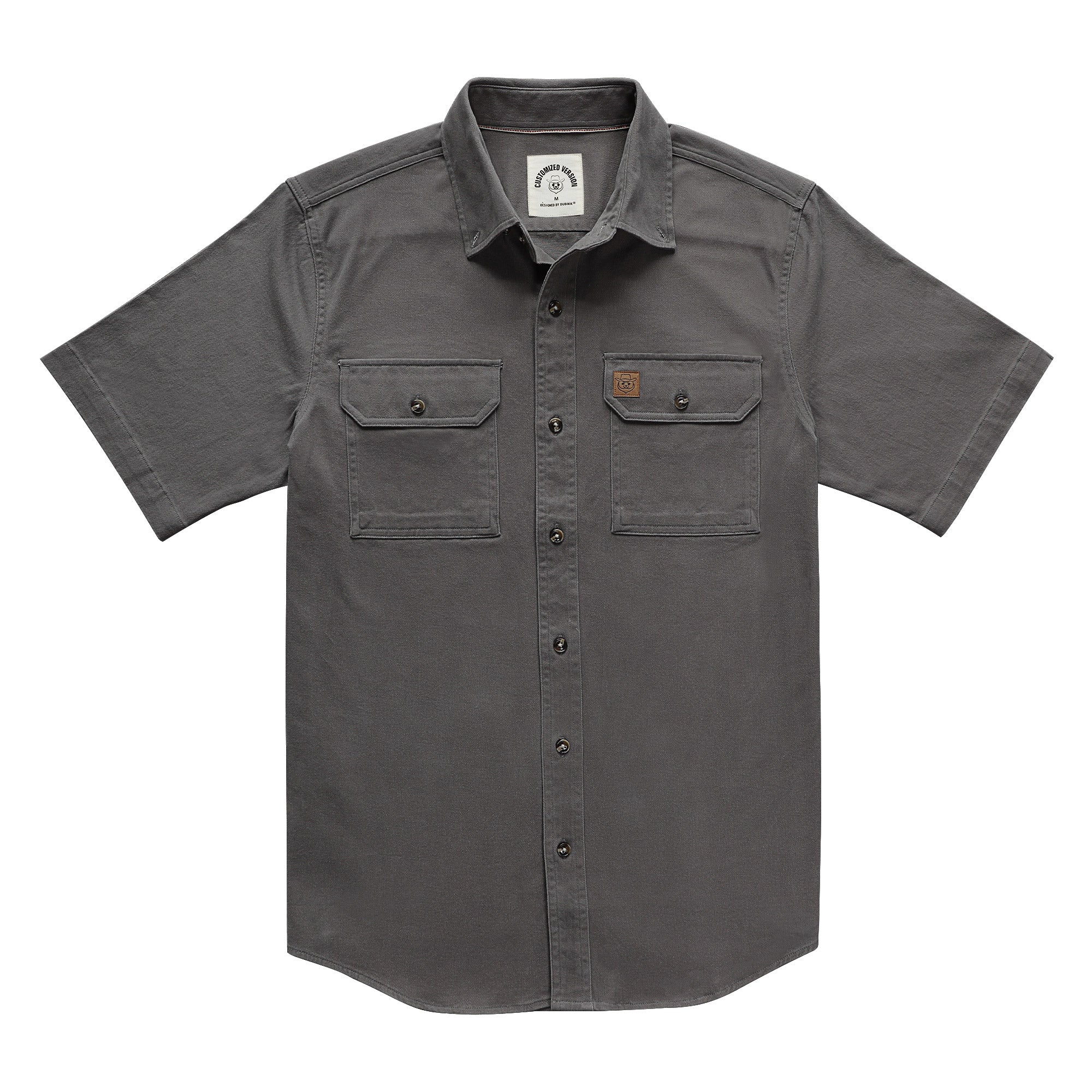 Men's outdoor casual short sleeve Gray Solid shirt #1512