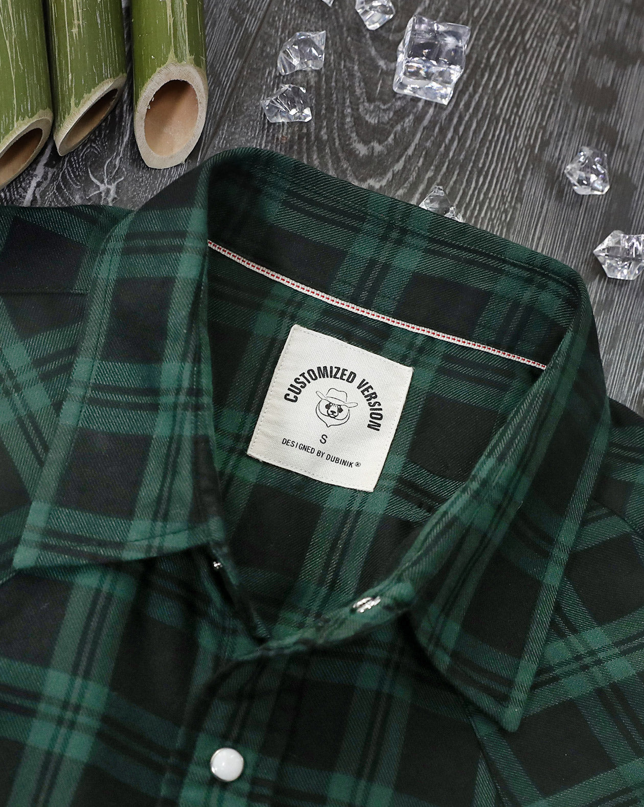 Dubinik®Bamboo Fiber Mens Shirts Short Sleeve Green Plaid Shirt Men Western Cowboy Pearl Snap Vintage Casual Plaid Shirt #29204