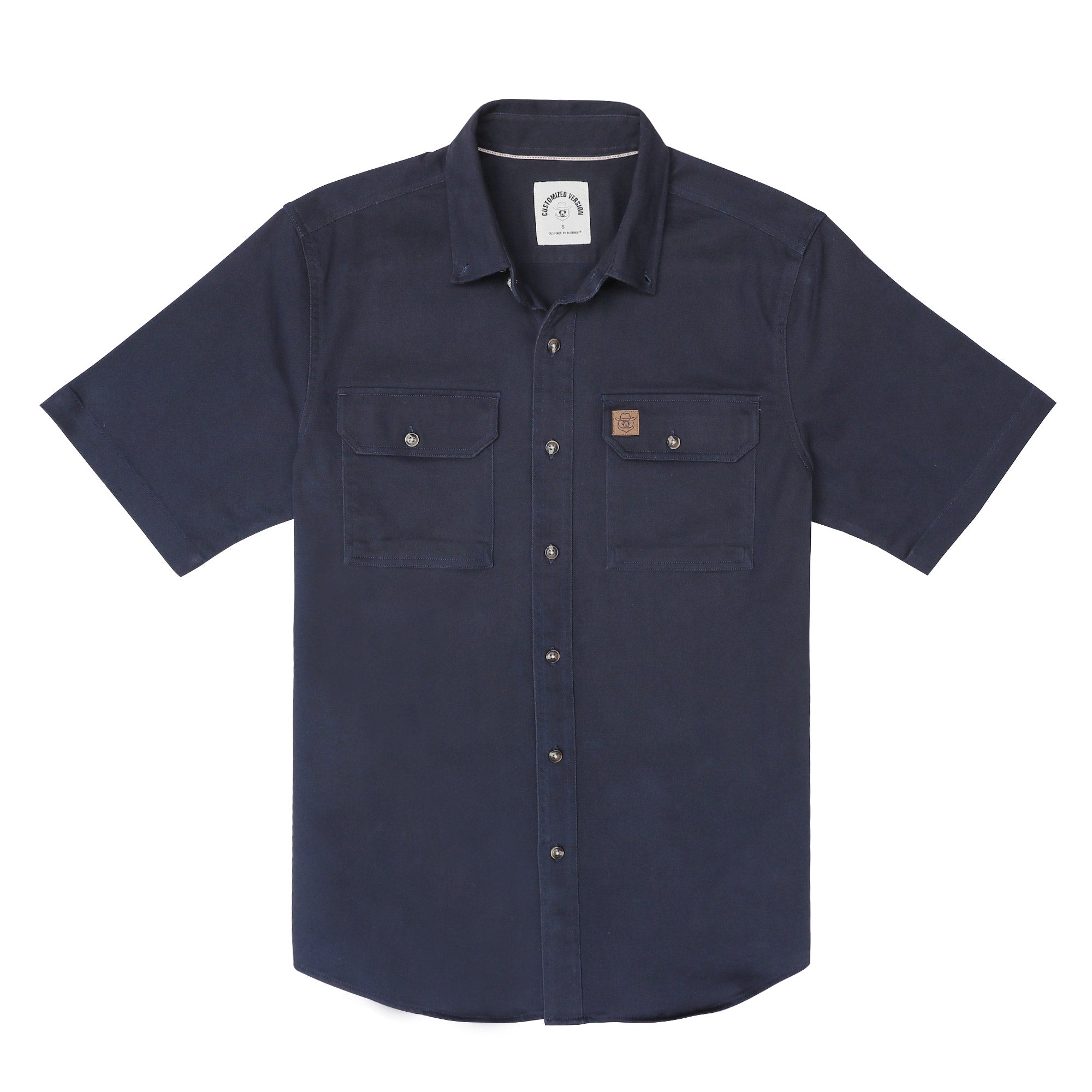 Men's outdoor casual short sleeve Navy Solid shirt #1509