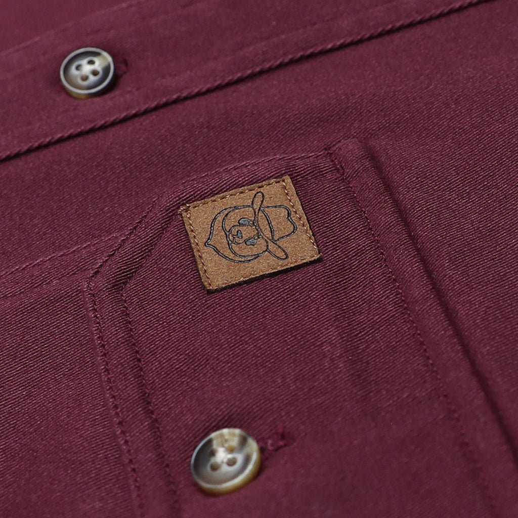 Men's outdoor casual short sleeve Burgundy Solid shirt #1510