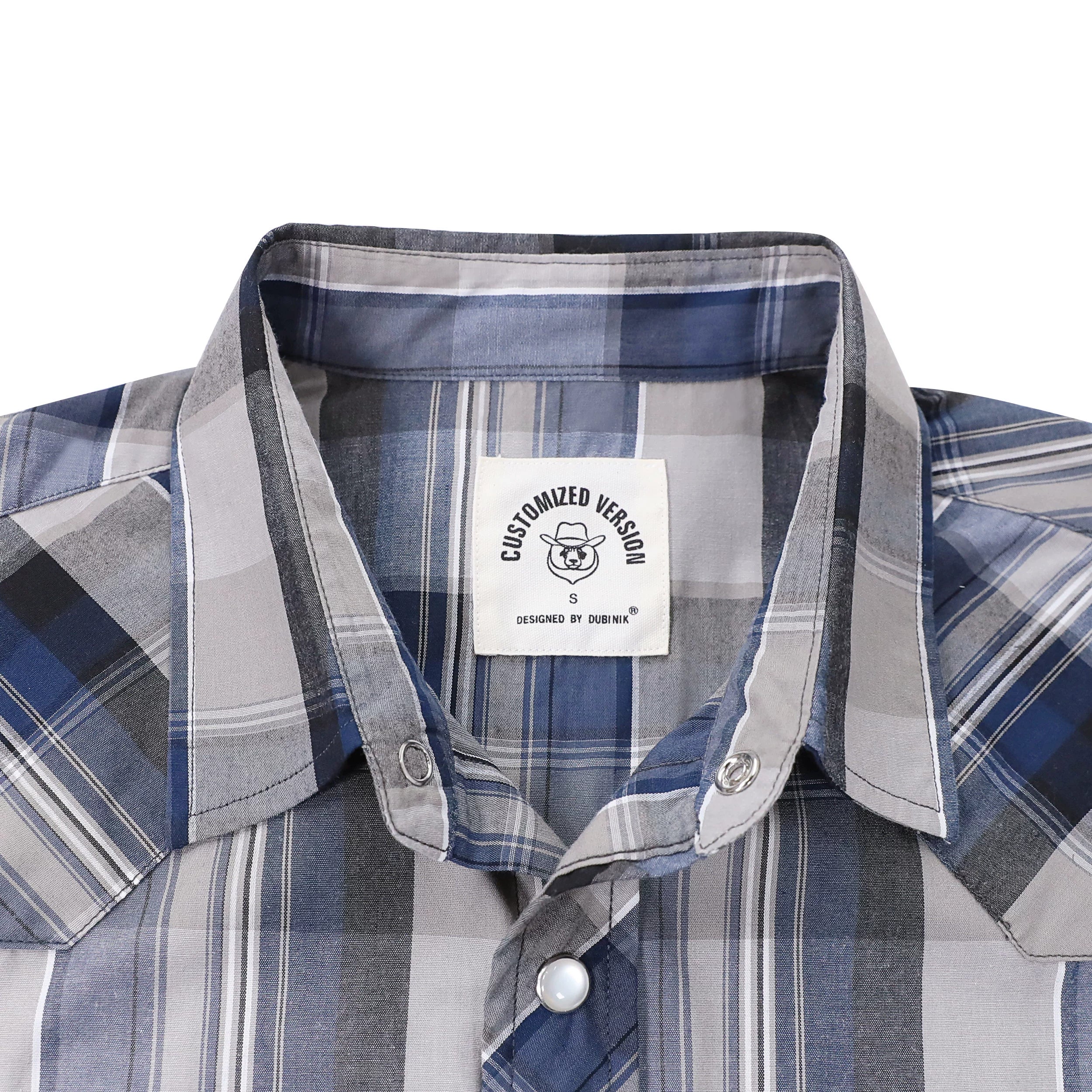 Dubinik® Western Shirts for Men Short Sleeve Plaid Pearl Snap Shirts for Men Button Up Shirt Cowboy Casual Work Shirt#41015