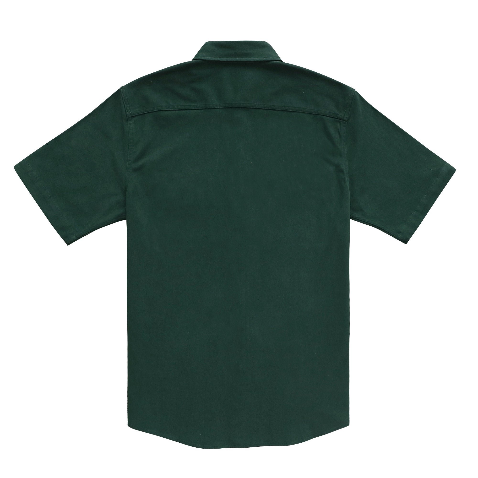 Men's outdoor casual short sleeve Dark green Solid shirt #1511