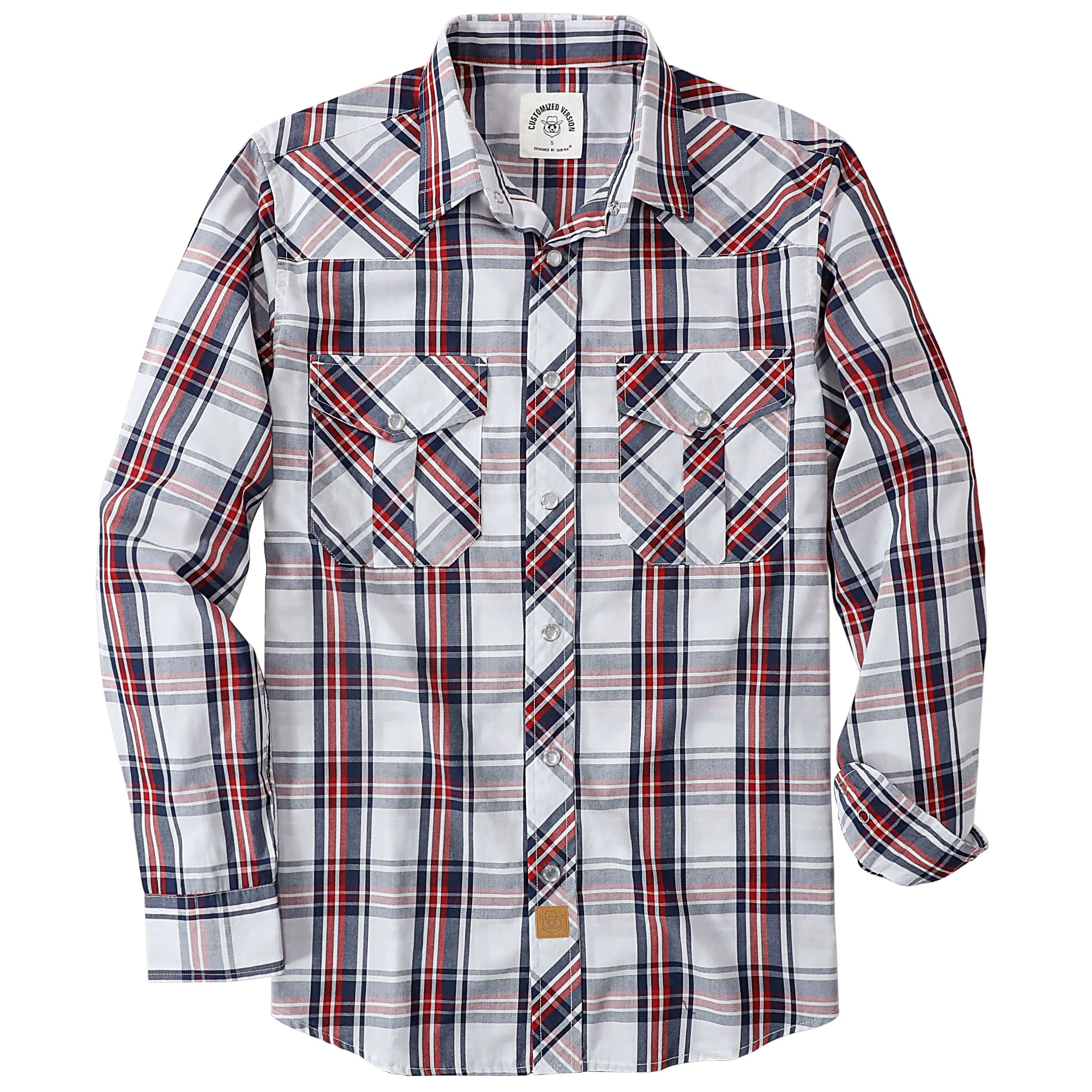 Dubinik® Pearl Snap Shirts for Men Long Sleeve Western Shirts for Men Vintage Casual Plaid Shirt Cowboy Shirts for Men#42025