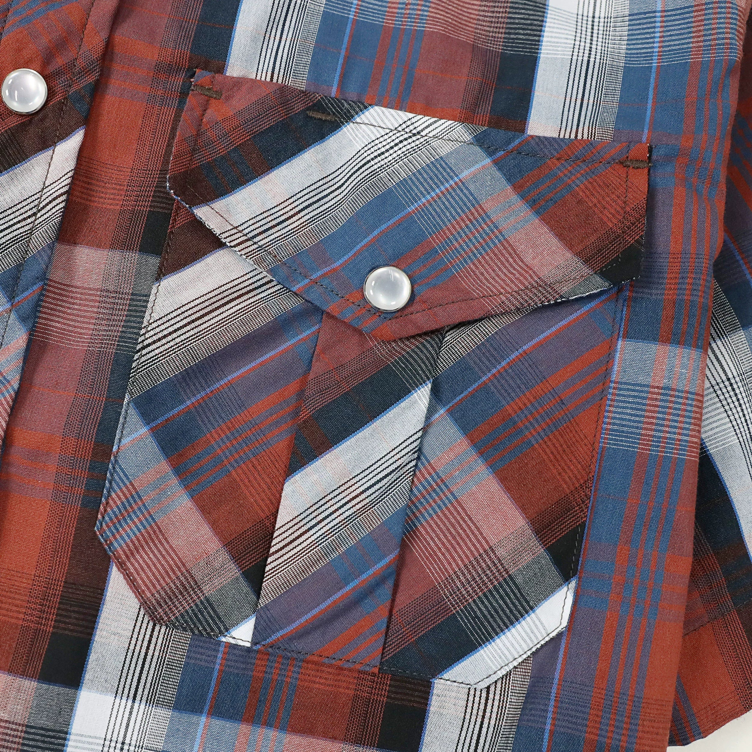 Dubinik® Western Shirts for Men Short Sleeve Plaid Pearl Snap Shirts for Men Button Up Shirt Cowboy Casual Work Shirt#41003