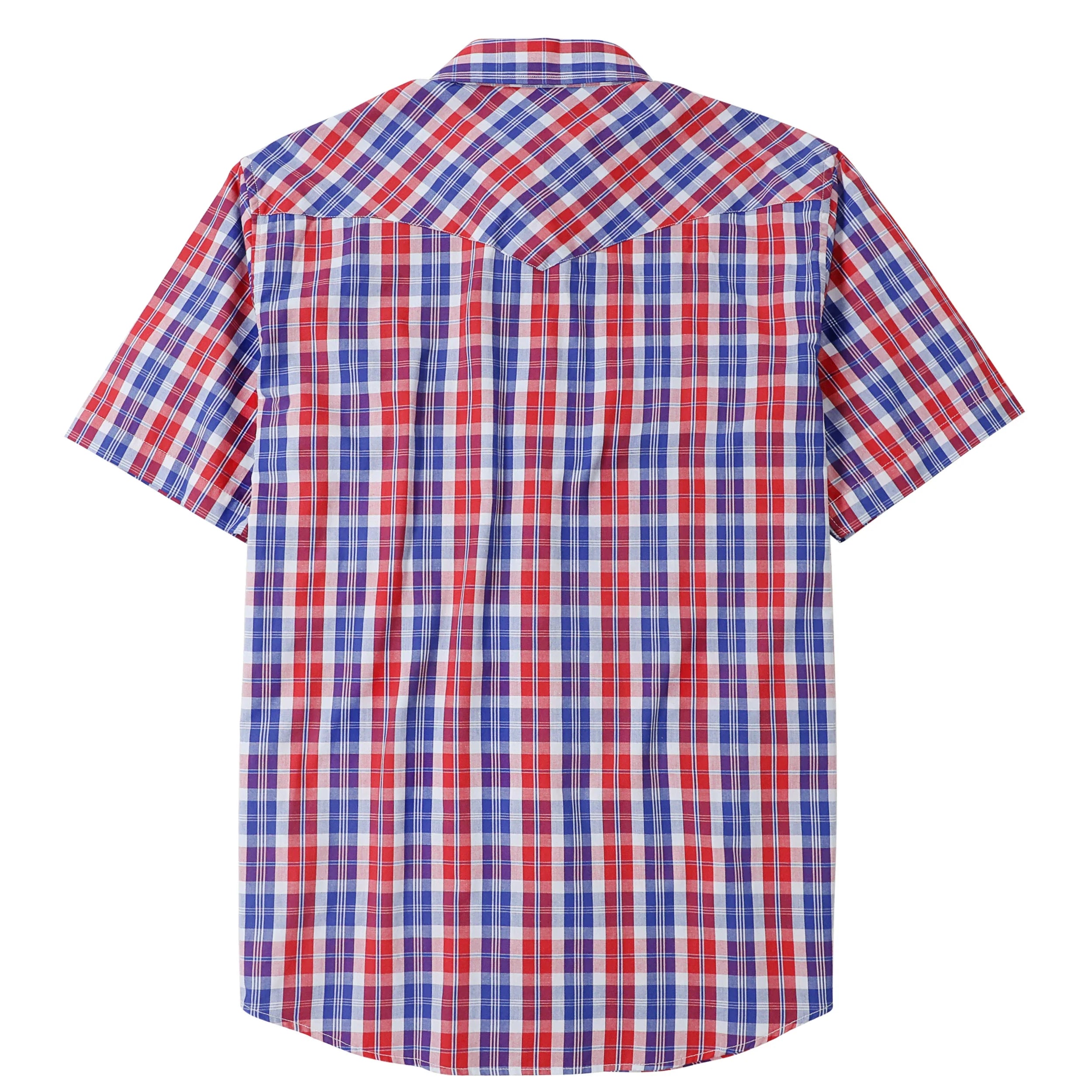 Dubinik® Western Shirts for Men Short Sleeve Plaid Pearl Snap Shirts for Men Button Up Shirt Cowboy Casual Work Shirt#41013