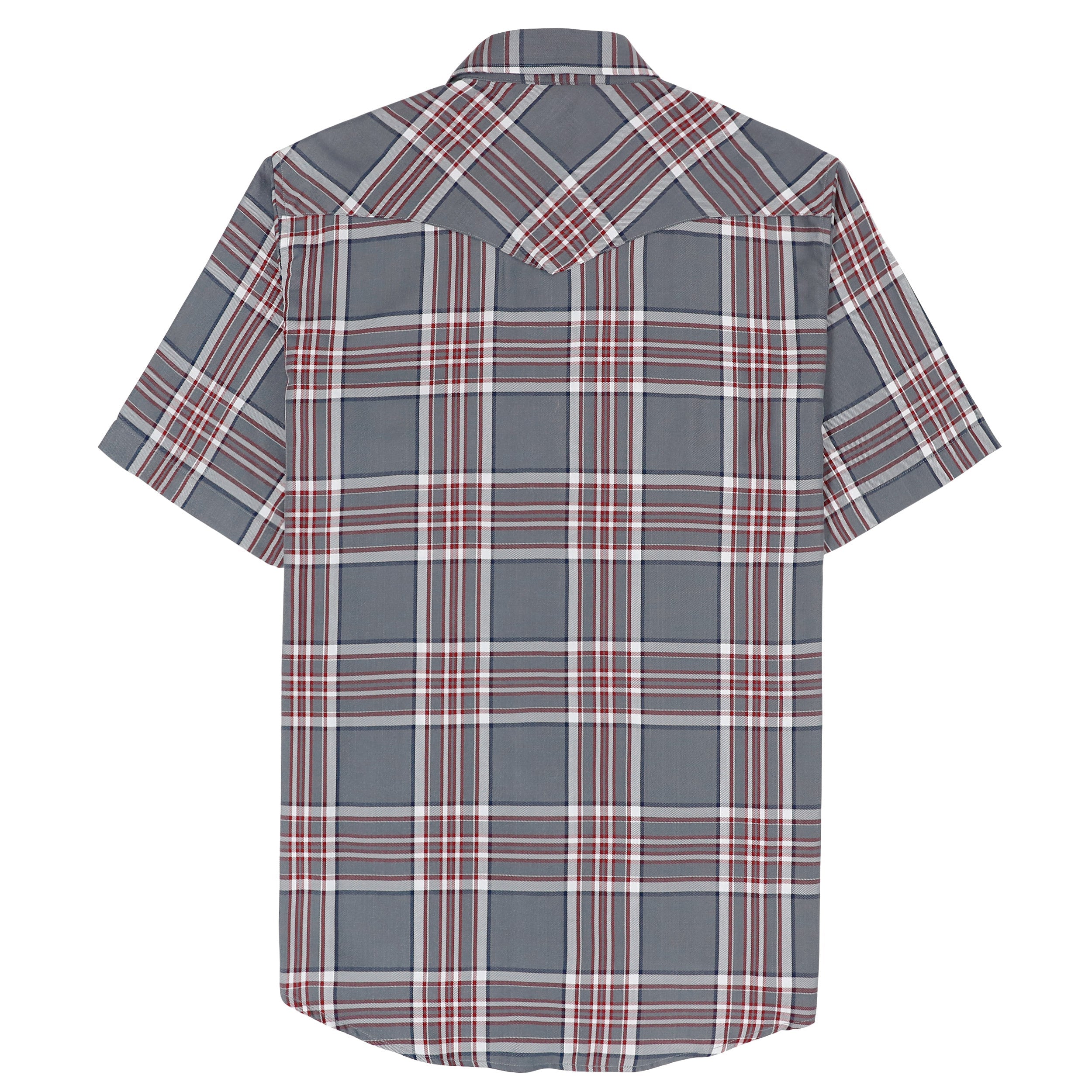 Dubinik®Bamboo Fiber Mens Shirts Short Sleeve Plaid Shirt Men Western Cowboy Pearl Snap Vintage Casual Plaid Shirt #29303